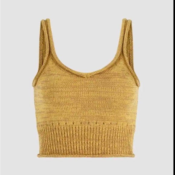 Cider Gold Ribbed Crop Tank Top - Picture 1 of 4